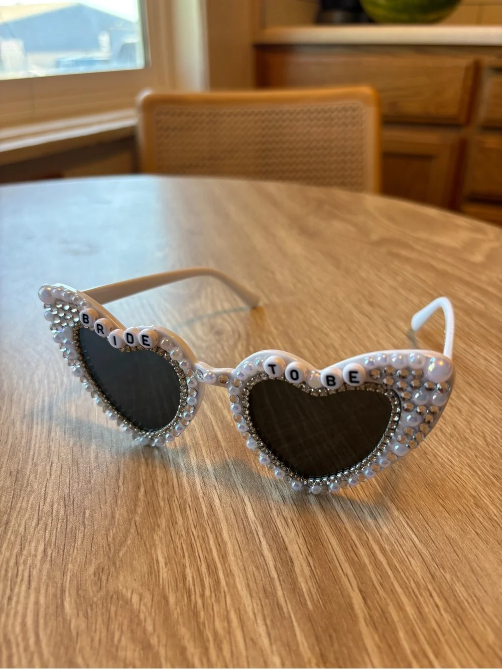 Bride To Be Crystal & Pearl Heart Sunglasses